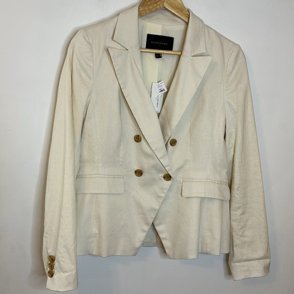 NWT Banana Republic Factory Palma Linen Double Breasted Blazer - Picture 2 of 8